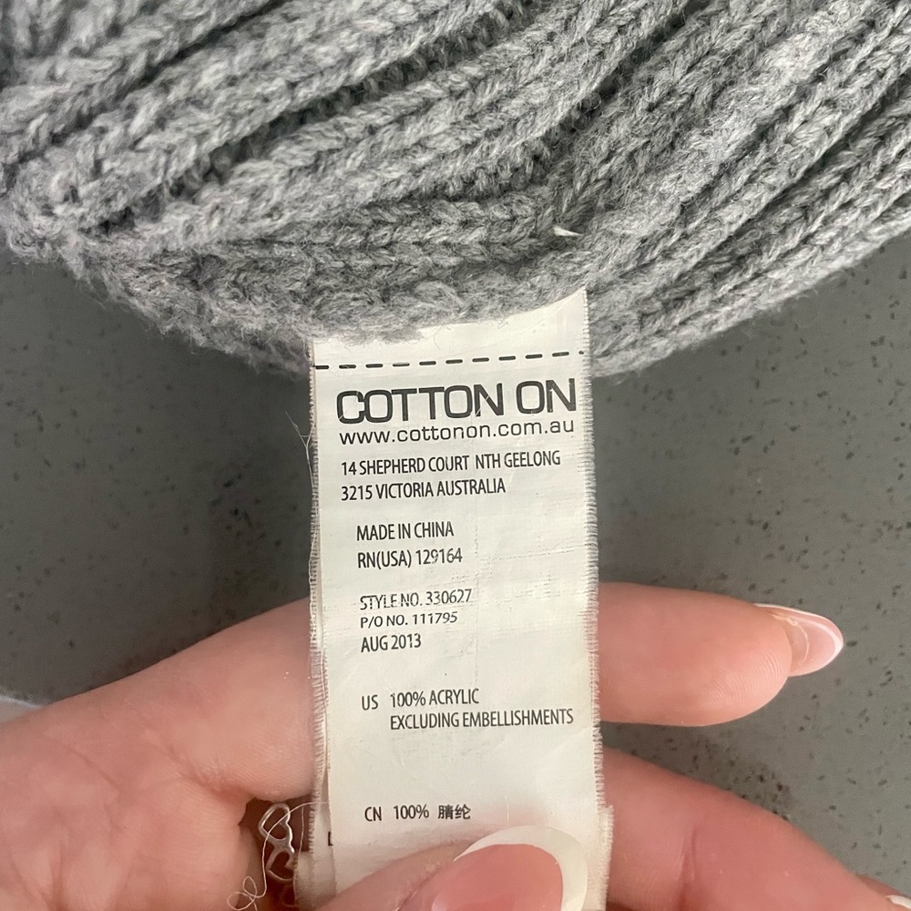 Cotton On Grey Ribbed Beanie - Picture 10 of 10